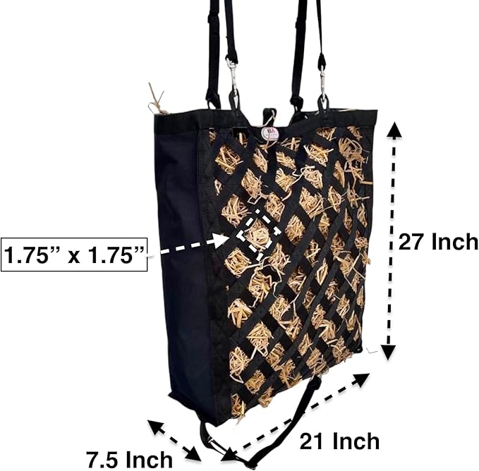 Majestic Ally Premium Nylon Hay Bag for Horses and Livestock, Simulates Grazing, Slow Feeding, Heavy-Duty PP Webbing,Quick-Adjust Straps, Small Hole for Digestion, Multiple Colors (Teal)