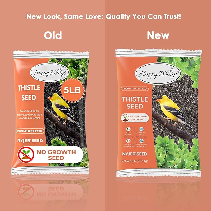 Nyjer/Thistle Seeds Wild Bird Food - 5 Pounds I No Grow Seed I Bird Seed for Wild Birds
