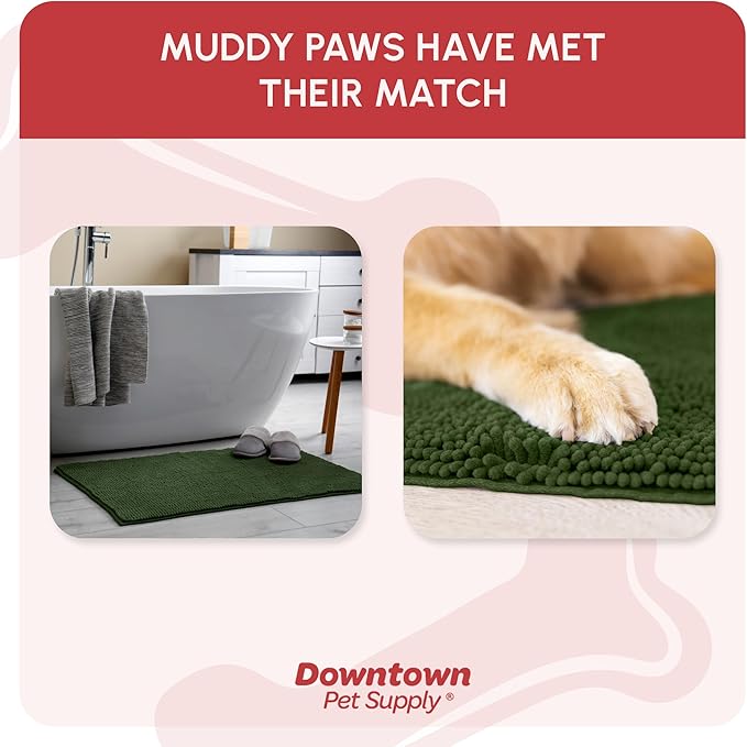 My Doggy Place Microfiber Dog Mat for Muddy Paws, 60" x 36" Chive - Non-Slip, Absorbent and Quick-Drying Dog Paw Cleaning Mat, Washer and Dryer Safe - X-Large/Runner