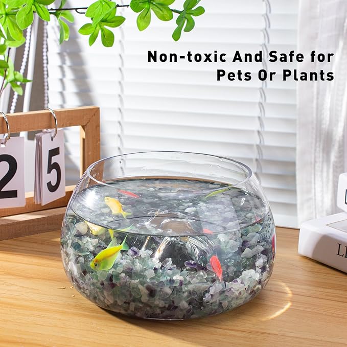 14 Oz Fluorite Aquarium Gravel Rocks Crystal Chips Stones, Natural Tumbled Healing Crystal Chips Bulk Polished Crushed Stones Pebbles for Vase Fillers, Aquarium and Home Decoration, 5-7mm