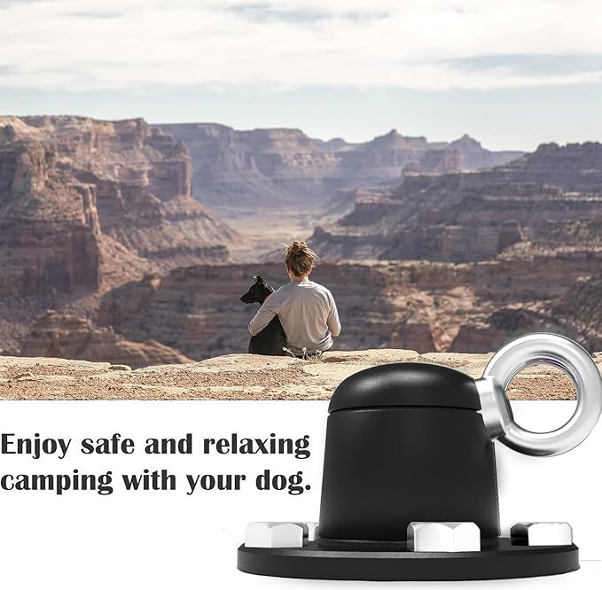 Dog Tie Out Stake Anchor, 360° Swivel Dog Tie Out Cable Runner for Yard Camping (Black)