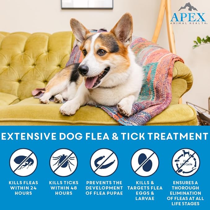 Apex Plus Flea and Tick Prevention for Dogs | Medium (23-44 lbs) | 3-Month Supply | Dog Flea and Tick Treatment | 24-Hour Activation, Waterproof, 30-Day Protection