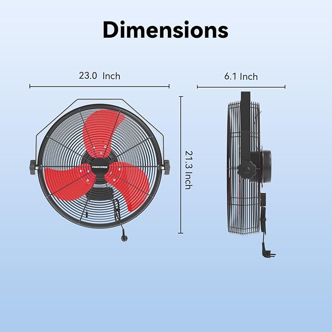 18 Inch Wall Fan Pro Series - 4900 CFM 3 Speed High Velocity Industrial Wall Mount Fans for Commercial, Residential, Warehouse, Covered Patio, Shop, Garage, Barn, Gazebo UL Safety Listed