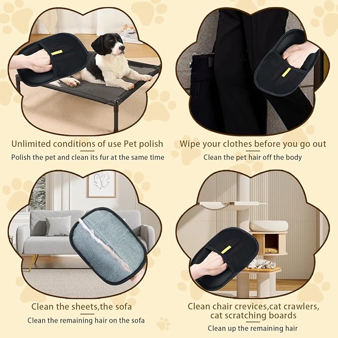 Pet Hair Removal Glove for Cats & Dogs, Electrostatic Pet Hair Removal Gloves, Reusable Hair Remover, Upgrade Efficient Grooming Gloves for Pet Hair for Clothing/Couch/Furniture/Carpet/Car Seat(2pcs)