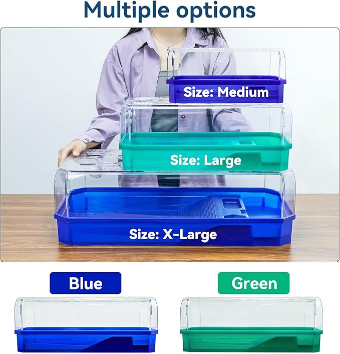 Aquatic Turtle Tank Habitat Kit Stone+Filter+Heat Lamp Enhancing Interaction with 360° Viewing, Standalone Filtration, DIY Creative Zone, Enriched Living (Green, X-Large[with Light])