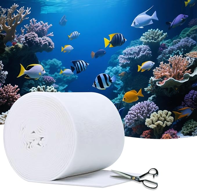 Aquarium Polishing Filter Pad-Ultra Fine 200 Micron Filter Floss for Crystal Clear Water,Cut-to-Size Filter Media for Fish Tank,Safe for Fish/Reef/Turtles (24" x 36", 1 Pack)