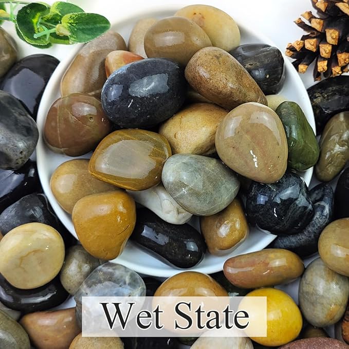 20lbs Natural River Rocks, 1"-2" Premium Pebbles for Garden and Landscape Design, Hand-Picked Smooth Stones for Fish Tank, Flower Pots, Indoor Water Fountains, Pathways, Backyard