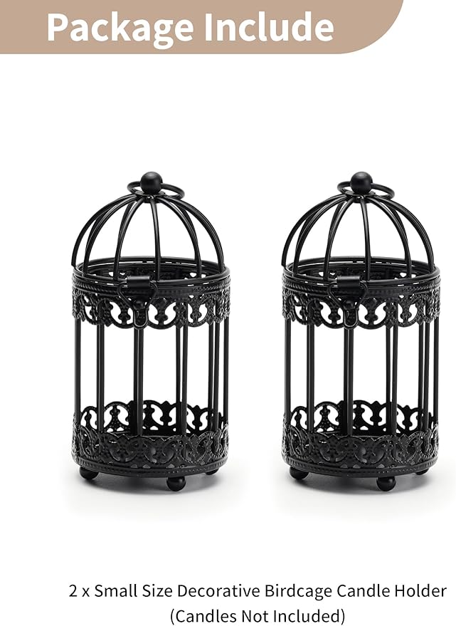 NUPTIO Vintage Bird Cage Decor: Decorative Bird Cage Candle Holder for Table - Hanging Metal Small Birdcage Tealight Votive Holders for Christmas Bridal Shower Centerpiece 6 Inch H