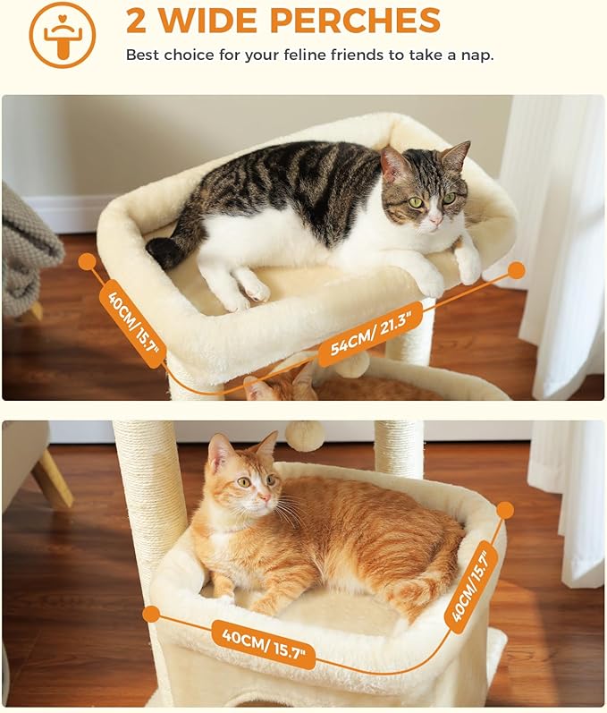 PEQULTI Cat Tree Cat Tower for Large Cats with Sisal-Covered Scratching Posts and Extra-Large Cat Perch Suitable for Indoor Cats