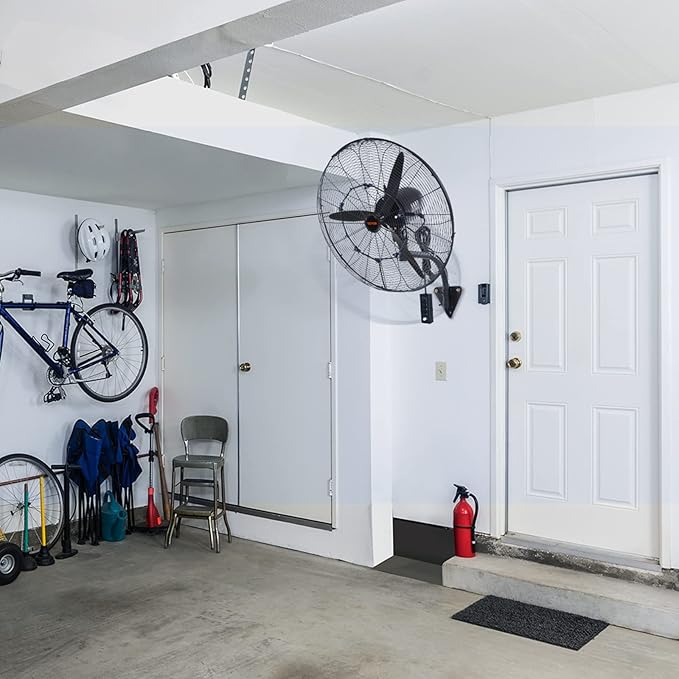 VEVOR 30 Inch Wall-Mount Misting Fan, 3-speed IP44 Waterproof Oscillating, Max. 9500 CFM Wall Mounted Fan for Outdoor, Commercial, Residential, Greenhouse, Workshop, Patio, Black, ETL Listed