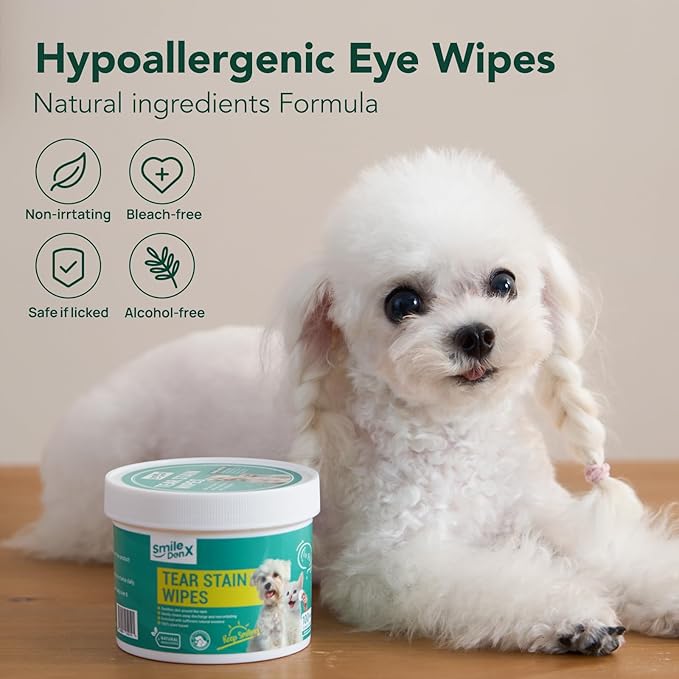 Dog Eye Wipes, Gentle Eye Wipes for Dogs & Cats, Pet Eye Cleaner Wash Removes Discharge, Crust, Debris, and Gunk (200, Unscent)