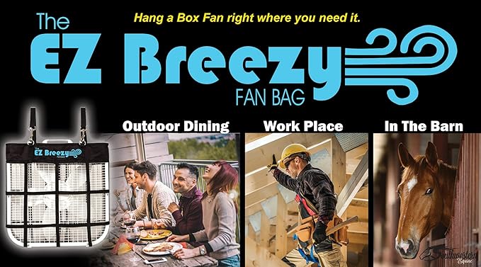 Southwestern Equine EZ Breezy Box Fan Holder, Horse Stall Classic Fan Bag, Stable Supplies, Horse Fan (Black)