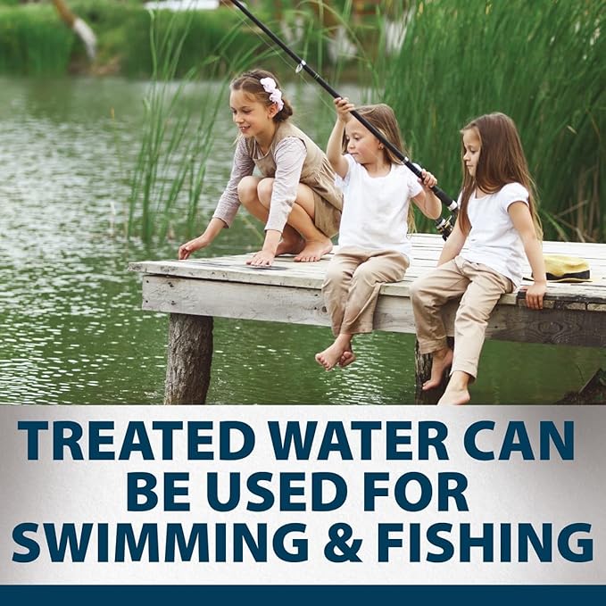 Airmax Pond Dye Plus, Twilight Blue Colorant & Natural Beneficial Bacteria, Large Pond & Lake Water Clarifier & Color Treatment, Shade Plants & Algae from Sunlight, Fish & Livestock Safe, 4 Gallons