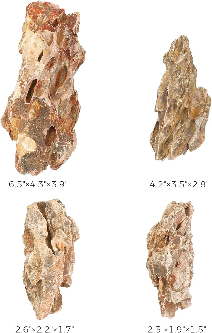 2-6 Inches Natural Dragon Stone 4 PCS Aquarium Rocks for Aquascaping, Aquarium Landscaping, Terrariums, Fish Tank Decoration, Vivariums, Paludarium, Reptile and Amphibian Enclosures