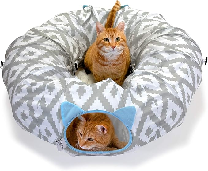 Kitty City Large Cat Tunnel Bed, Cat Bed, Pop Up Bed, Cat Toys, White
