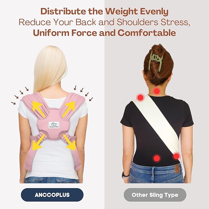 Dog Carriers for Small Dogs, Front Facing Dog Sling Carrier, Hands Free Cat Carrier, Size Adjustable, Reducing Back Pain, Premium Cotton, Safe and Soft Dog Carrier (Plus, Light Pink)