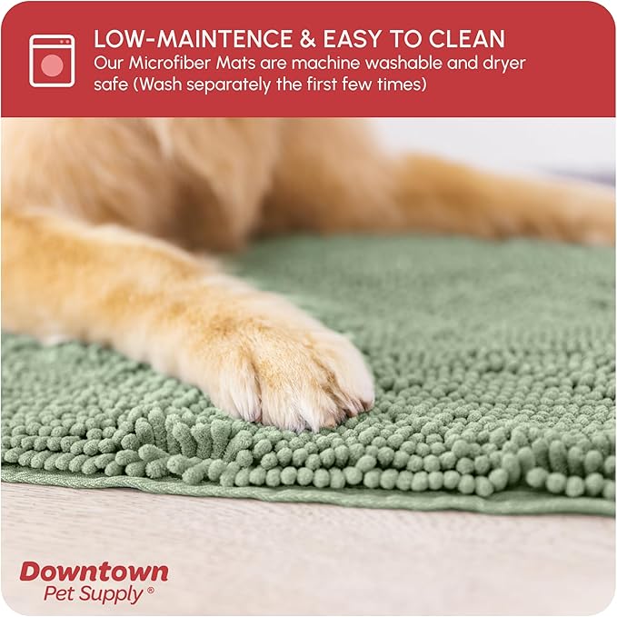 My Doggy Place Microfiber Dog Mat for Muddy Paws, 60" x 36" Sage - Non-Slip, Absorbent and Quick-Drying Dog Paw Cleaning Mat, Washer and Dryer Safe - X-Large/Runner