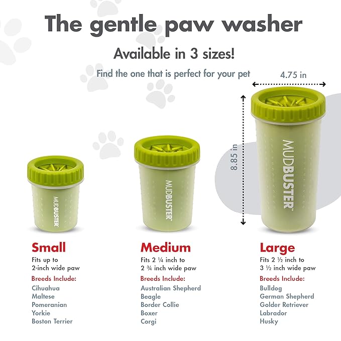Dexas MudBuster Portable Dog Paw Cleaner, Green Large Paw Cleaning Solution for Premium Pet Supplies