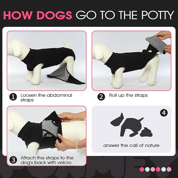 FUAMEY Dog Recovery Suit Male,Dogs Surgery Neuter Suits Puppy Spay Shirts for Female Protect Dog's Skin Anti Licking Abdominal Wounds Doggie Onesie Pet Bodysuit Alternative to Cone Black S