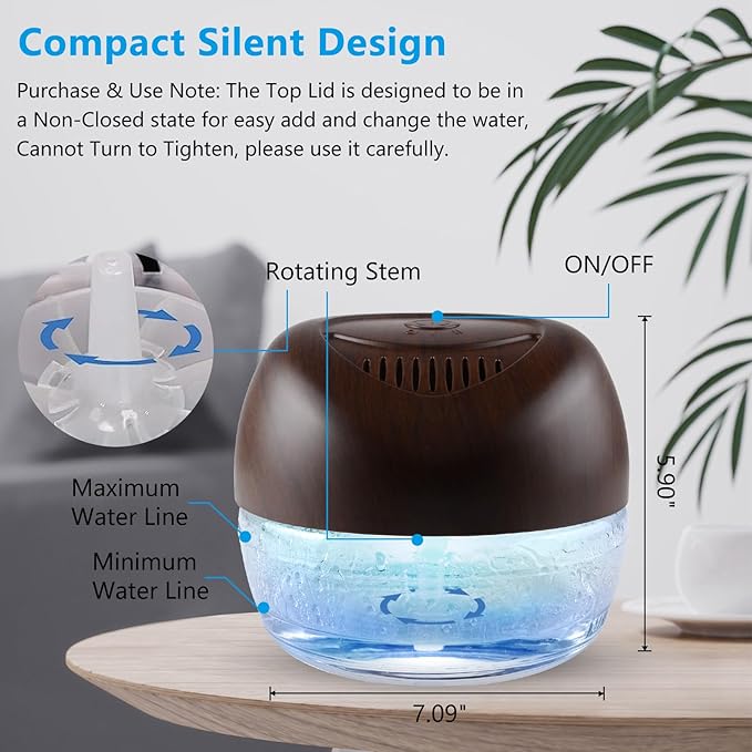 Purifier Air Washer, Air Fresher Aroma Diffuser for Home, Office, Air Purifier with Night Light (Brown)