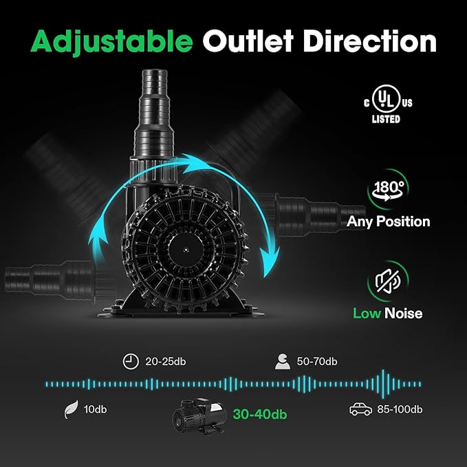 VIVOSUN 1600 GPH Submersible Water Pump with Barrier Bag, 100W Pond Pump, Ultra Quiet Aquarium Pump with 14FT. Lift Height for Pond, Waterfall, Fish Tank, Statuary, Hydroponic