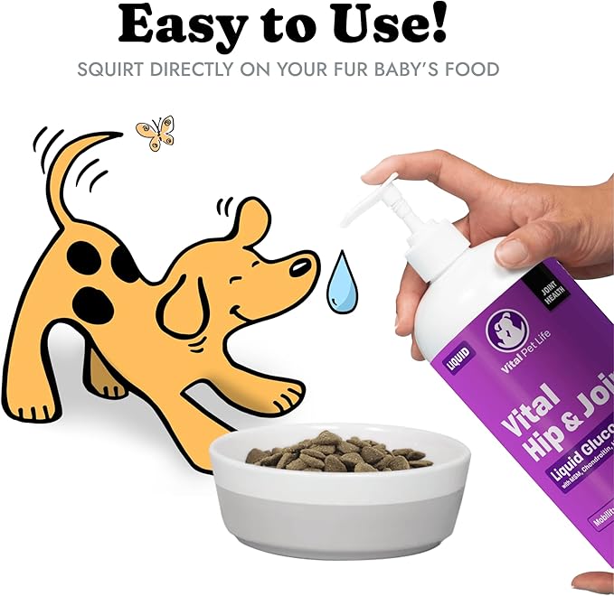 Liquid Glucosamine for Dogs Cats & Horses with Chondroitin, MSM, and Hyaluronic Acid, Hip & Joint Supplement for Mobility & Comfort, Supports Joint Health & Flexibility, Mobility, & Protection, 32 oz