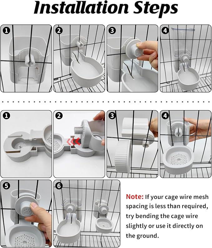 GPY Automatic Hanging Gravity Pet Feeder and Water Dispenser Set ，Automatic Dog Feeder and Dog Water Dispenser for Dogs Cats Pets Animals Large Capacity (Blue Water Feeder&Food Feeder) (Grey)