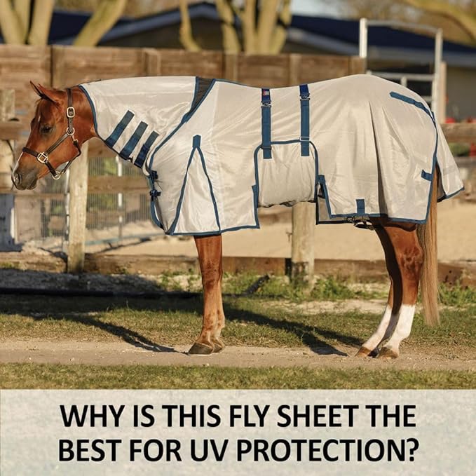 Schneiders Soft Interlock Mesh II Attached Neck Euro Bellyband Leg Shield Horse Fly Sheet | 80% UV Protection | SilverTek Lining