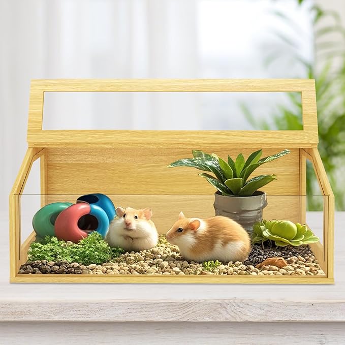48" Large Hamster Cage, Chewproof Gerbil Cages and Habitats, Openable Top Roof Window with Silencing Pad, Wooden Guinea Pig Cage for Small Animals, Dwarf and Syrian Hamster, 40 x 20 x 20 Inches