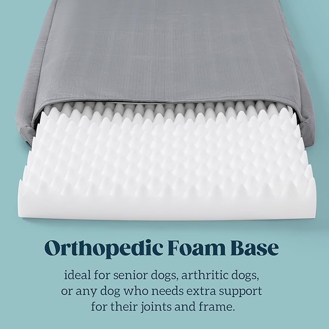 Cybarmour Indestructible Dog Bed - Outdoor Waterproof Chew Proof Dog Crate Pad - Orthopedic Kennel Mat for Aggressive Chewers - Large Breeds & Fits 42-Inch Crate - 41"x27", Limestone