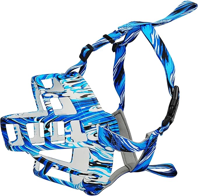 Basket Muzzle to Prevent Biting, Dog Muzzle for Large Medium Small Dogs Allows Panting Drinking Anti Chewing, Perfect for Grooming Trimming Training and Aggressive Reactive Dogs (Blue, Size 2)