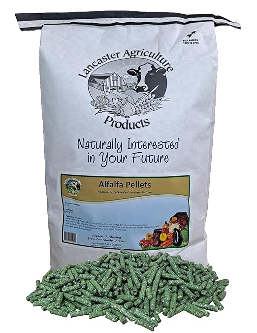 Alfalfa Meal Pellets 16 Pounds Organic Fertilizer for Flowers, Vegetables & Trees - Ideal Rabbit Food, Hamster Food, Timothy Hay Alternative - Lancaster Agriculture Products (16 Pounds)