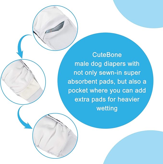 CuteBone Halloween Male Dog Diapers Belly Bands 3 Pack for Male Dogs Wraps Washable Doggie Pants DM22M