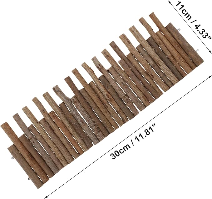 Hamster Toys, Flexible Hamster Wooden Bridge, 11.8In Hamster Fence, Hamster Cage Decor and Platforms, Hamster Cage Accessories(11.8In)