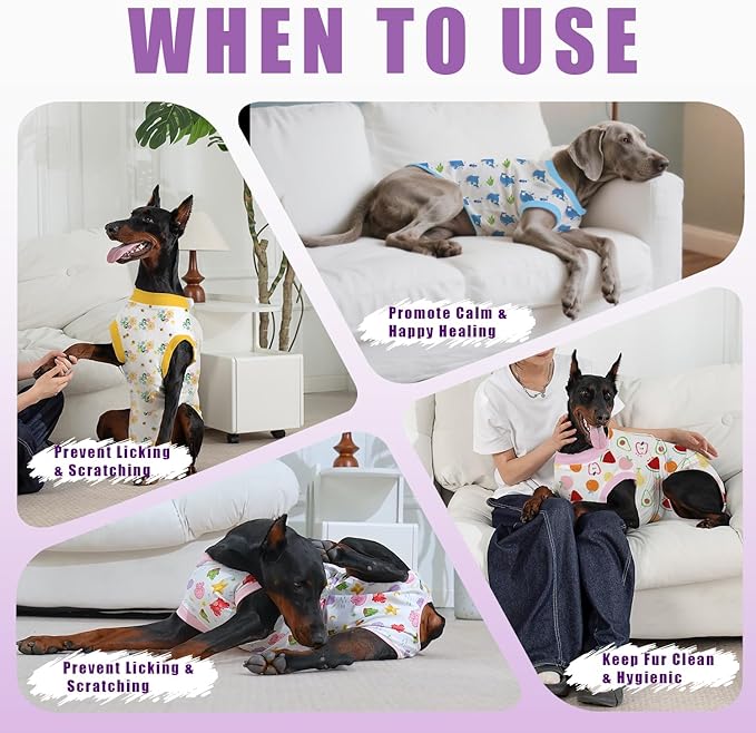 Recovery Suit for Dogs After Surgery, Professional Dog Surgical Suit for Female Spay, Male Neuter, E-Collar & Cone Alternative Dog Onesie for Abdominal Wounds Skin Disease, Purple, XXL