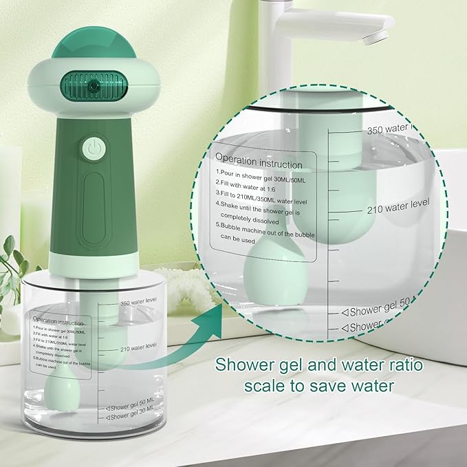 Dog Shampoo Dispenser, UFO Dog Shampoo Sprayer, Electric Foaming Shampoo Dispenser for Dog and Cat Washing, for Bathtub, Kitchen Sink, Bathroom Cleaning, Green