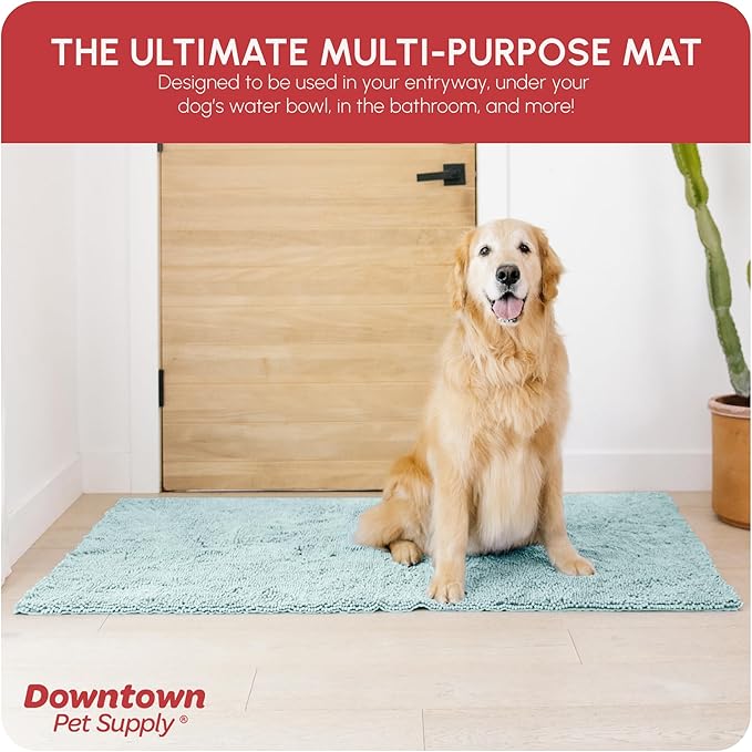 My Doggy Place Microfiber Dog Mat for Muddy Paws, 60" x 36" Light Blue - Non-Slip, Absorbent and Quick-Drying Dog Paw Cleaning Mat, Washer and Dryer Safe - X-Large/Runner