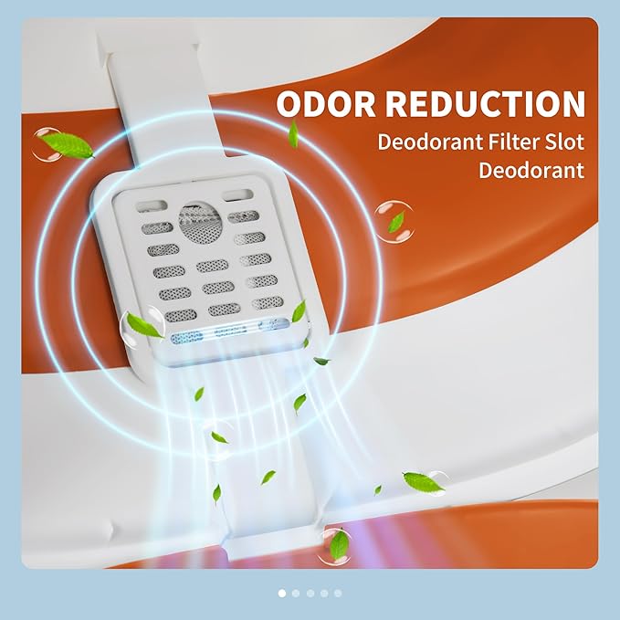 PawHut Cat Litter Box with Lid, Covered Litter Box w/High Sides, Air Freshener, Large Two-Way Entrance Kitty Toilet, Foldable, Easy Clean, Orange