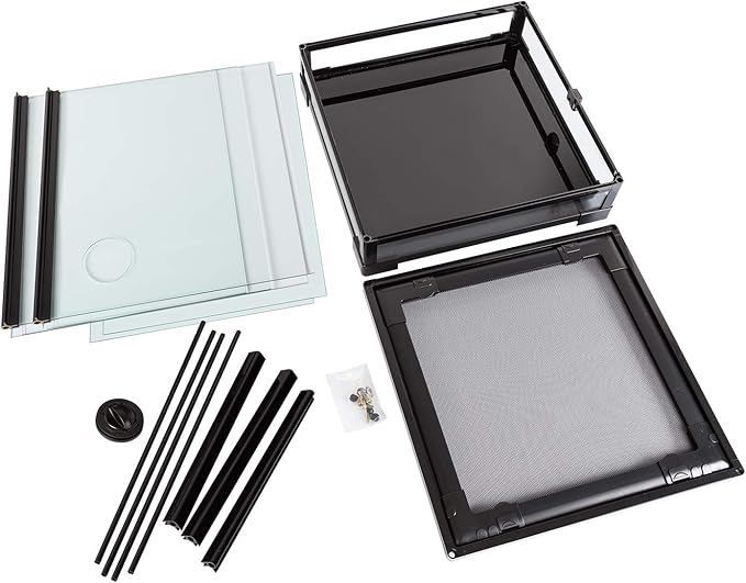 REPTI ZOO Reptile Glass Terrarium, 18" x 18" x 24" Knock-Down Reptile Habitat Tank with Double Hinge Door & Top Screen Ventilation and Side Mesh Ventilation, 30 Gallon Large Reptile Terrarium