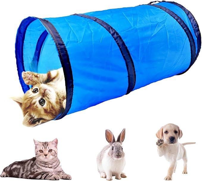 iCAGY Foldable Spiral Cat Tunnel - Indoor Toy for Small Cats, Kittens, and Rabbits - Tube for Interactive Play and Outdoor Fun - Pet Activity Toy Light Green 20" 3 Pcs