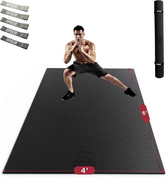 HAPBEAR Extra Large Exercise Mat-7'x5'/6'x8'/6'x9'/6'x10'/6'x12'x8mm(1/3 inch),Non-Slip, Ultra Durable, Thick Workout Mats for Home Gym Flooring Cardio, Yoga Mats for Fitness, High-Density Exercise Mat, Shoes-Friendly