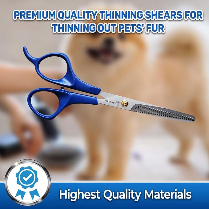 PET MAGASIN Dog Grooming Scissors Straight Thinning Blue Stainless Steel Professional Grooming Shears for Dogs and Pets