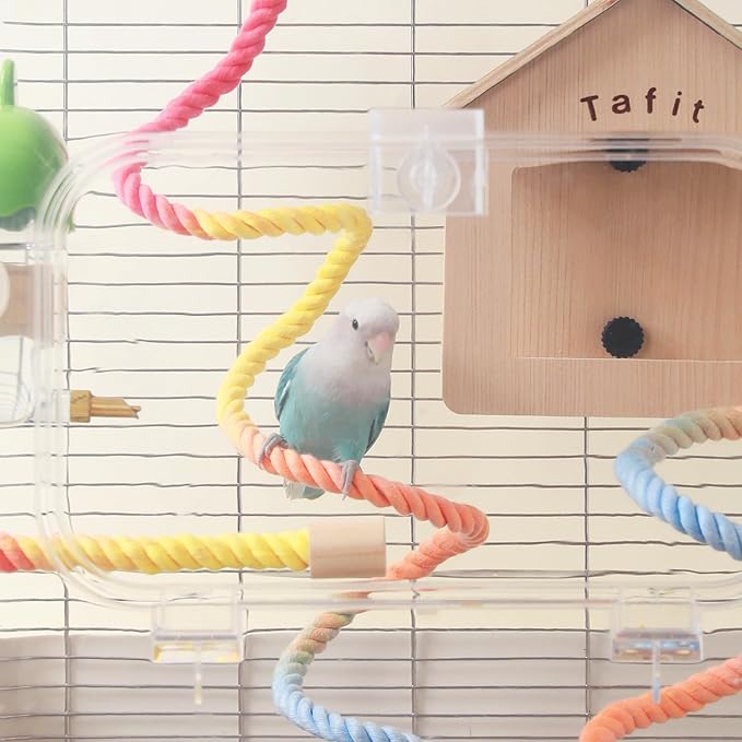 Multi-Color Rope Bird Perch Toys for Parrot Cage Stand, Climbing Swing Accessories for Cockatiel, Parakeets, Budgies, Lovebirds, Conures, Finches - 23.6 inch
