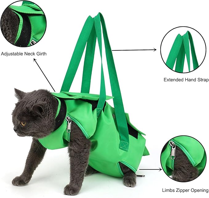 HDKUW Cat Grooming Bag,Foldable Travel Carrier for Cats,Anti-Bite Anti-Scratch Cat Grooming Restraint Bag,Pet Carrier for Administering Eye Drops,Ear Cleaner,Clipping Nails Yellow L