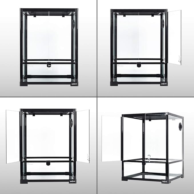 REPTI ZOO Reptile Glass Terrarium, 18" x 18" x 24" Knock-Down Reptile Habitat Tank with Double Hinge Door & Top Screen Ventilation and Side Mesh Ventilation, 30 Gallon Large Reptile Terrarium