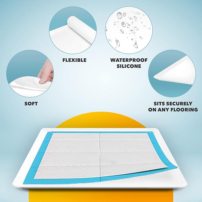 TidyFriend 2 Pack Dog Pee Pad Holder Tray Fits for 24” x 24” Wee Wee Pee Pads - Stable Grip, Raised Edges, Quick-Wipe Silicone Surface Dog Potty Tray Holder for Indoor Flooring Protection (White)