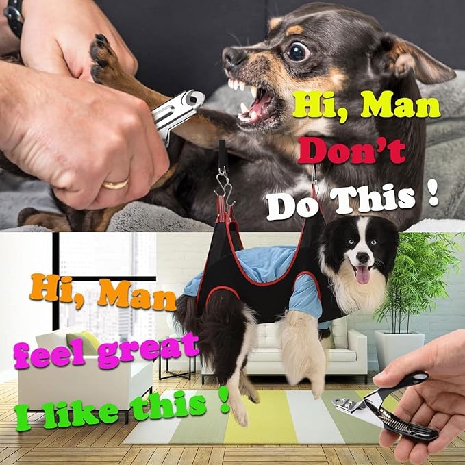 Pet Grooming Hammock Harness for Large Dogs, Breathable Pet Dog Hammock Restraint Bag,Dog Grooming Sling Helper for Trimming Nail and Ear/Eye Care(L Size,10.2")