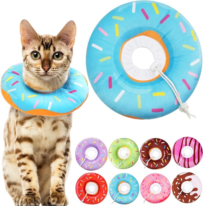 Cat Cone Collar Soft, Cat Recovery Collar for Wound Healing Cute Cat Adjustable Cat Cones to Stop Licking Comfortable Lightweight Neck Elizabethan Collars for Cats