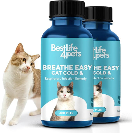 Cat Respiratory Comfort Supplement - Natural Breathe Easy Feline Support for All Seasons, Coughing, Occasional Nasal Stuffiness and Sneezing - 800 Odorless, Easy-to-Administer Tasteless Pills