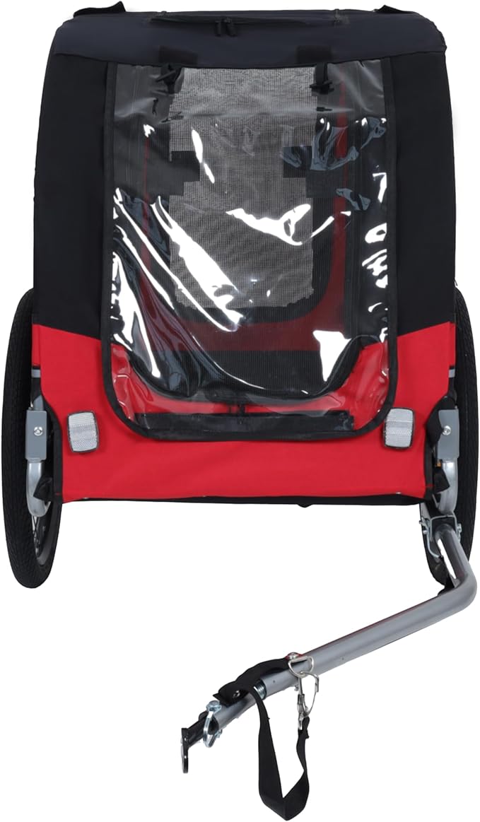 Blue-Grey Large Folding Bike Trailer for Dogs – Heavy-Duty Steel Frame, 66LB Capacity Pet Carrier for All-Terrain Cycling, Jogging & Camping Adventures!